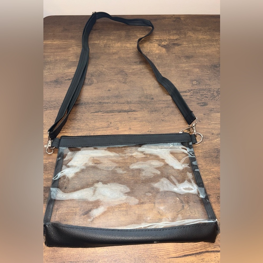 Clear Crossbody Bag with Black Faux Leather Trim - Picture 3 of 4